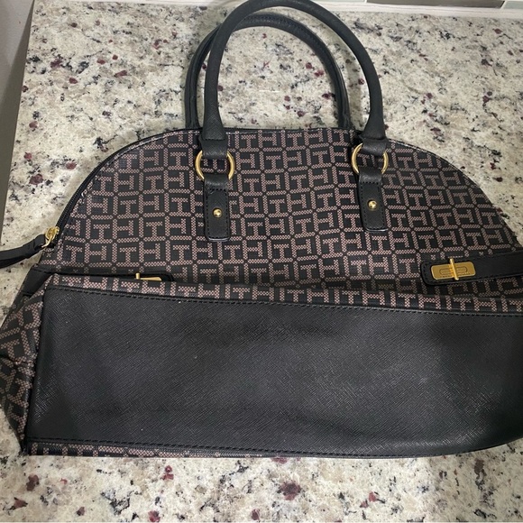 Tommy Hilfiger Women's  Tote Handbag Purse Brown/black - Picture 4 of 10